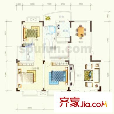 青麓雅園戶型圖戶型圖 3室2廳2衛(wèi)1廚