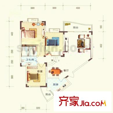 青麓雅園戶型圖戶型圖 3室2廳2衛(wèi)1廚