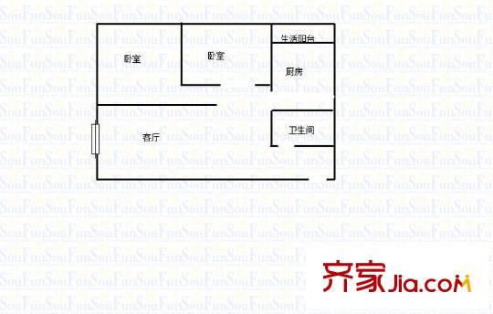 陽光花城 2室 戶型圖