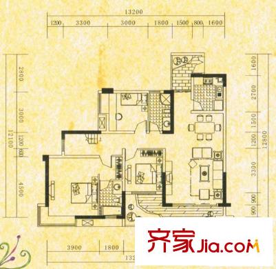新東福花園 4室 戶型圖