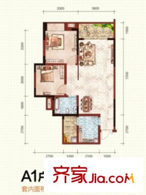 富力城傾城里一期二號(hào)樓標(biāo)準(zhǔn)層A1戶型 2室2廳1衛(wèi)1廚