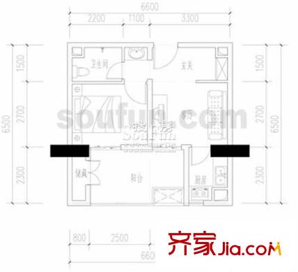 和旭QQ時代戶型圖A-1 1室1廳1衛(wèi)
