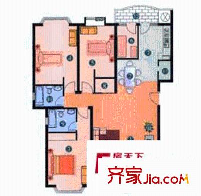 金科花園戶型圖戶型圖 3室2廳2衛(wèi)1廚
