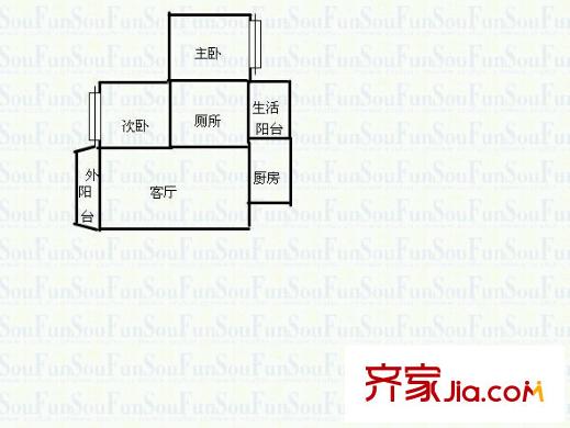 金科花園 2室 戶型圖