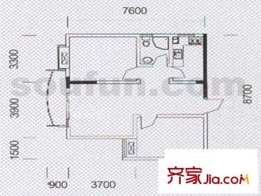 金科花園戶型圖戶型圖 3室1廳1衛(wèi)1廚