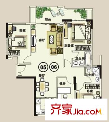 港城花園 3室 戶型圖