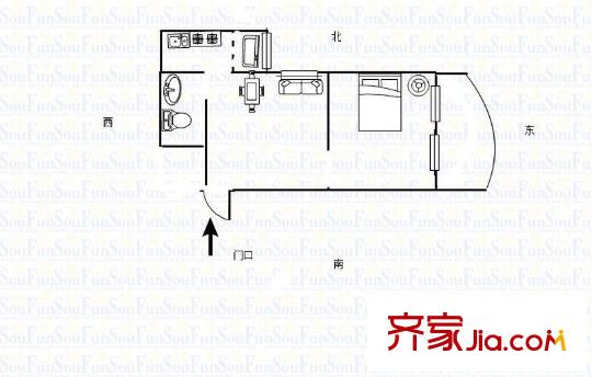 港城花園 1室 戶型圖