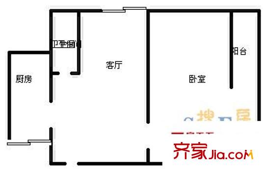港城花園 1室 戶型圖