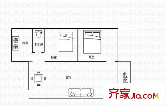 港城花園 2室 戶型圖