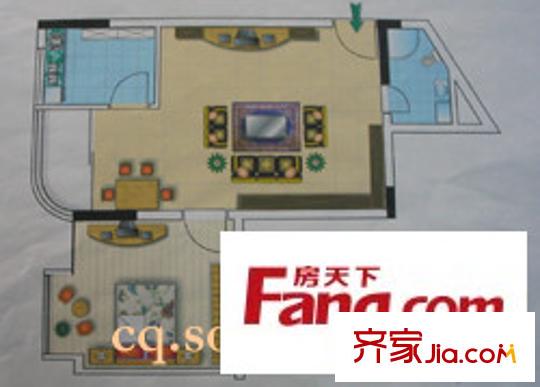 世紀(jì)花城戶型圖戶型圖 1室2廳1衛(wèi)1廚