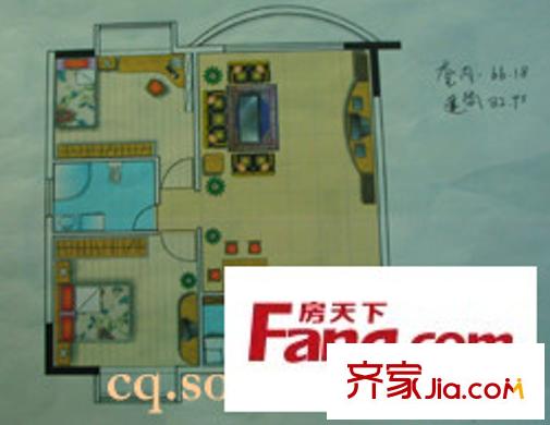 世紀(jì)花城戶型圖戶型圖 2室2廳1衛(wèi)1廚