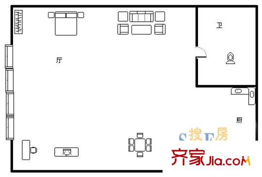 金沙國際 1室 戶型圖