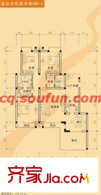 錦域藍(lán)灣戶型圖退臺(tái)式花園洋房A棟2 3室2廳2衛(wèi)1廚