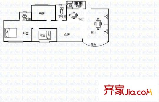 升偉新民居 3室 戶型圖
