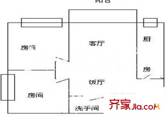 升偉新民居戶型圖 戶型圖 2室2廳1衛(wèi)1廚