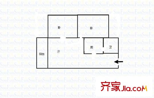 漢渝路小區(qū) 2室 戶型圖