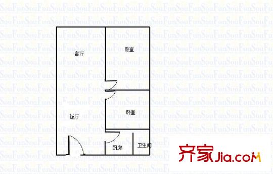 漢渝路小區(qū) 2室 戶型圖