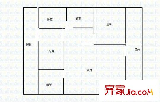 漢渝路小區(qū) 2室 戶型圖