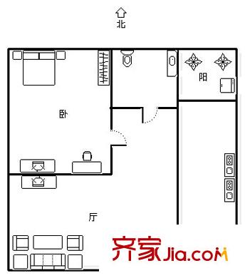 明瑜恒康佳苑 2室 戶型圖