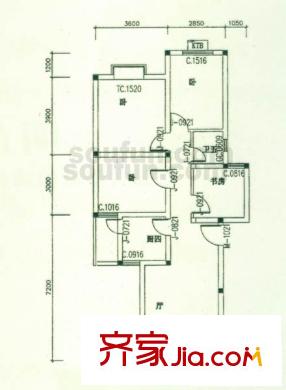 明瑜恒康佳苑戶型圖戶型圖 4室2廳2衛(wèi)1廚