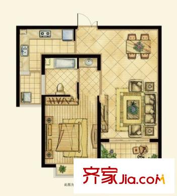 御景豪庭戶型圖 戶型圖 1室2廳1衛(wèi)1廚