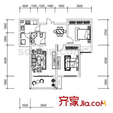 協(xié)信檸檬郡戶型圖戶型圖 2室2廳1衛(wèi)1廚