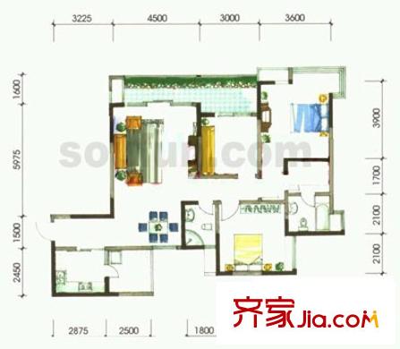 御景豪庭 3室 戶型圖