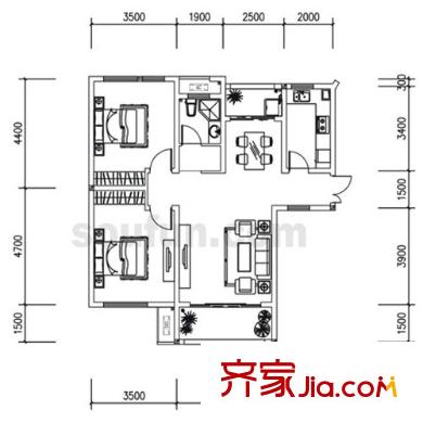 協(xié)信檸檬郡戶型圖戶型圖 2室2廳1衛(wèi)1廚