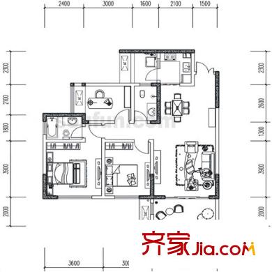 協(xié)信檸檬郡戶型圖戶型圖 3室2廳2衛(wèi)1廚