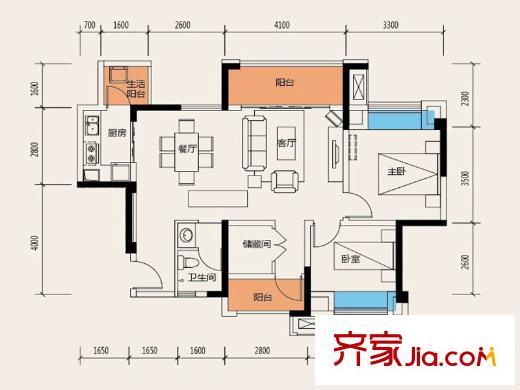 協(xié)信阿卡迪亞江山凌云一期高層5號樓標(biāo)準(zhǔn)層L1戶型 2室2廳1衛(wèi)1廚