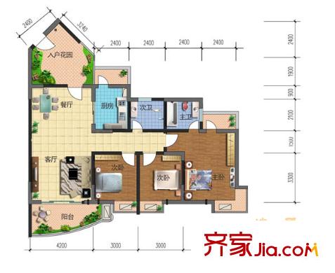 榮鼎國際戶型圖戶型圖2 3室2廳2衛(wèi)1廚