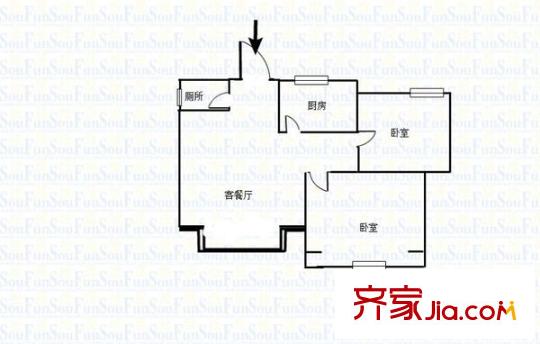 棗子嵐埡 2室 戶型圖