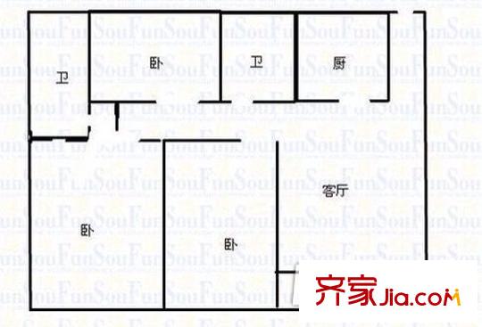 龍湖南苑 3室 戶型圖