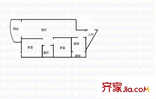 榮鼎國際 2室 戶型圖
