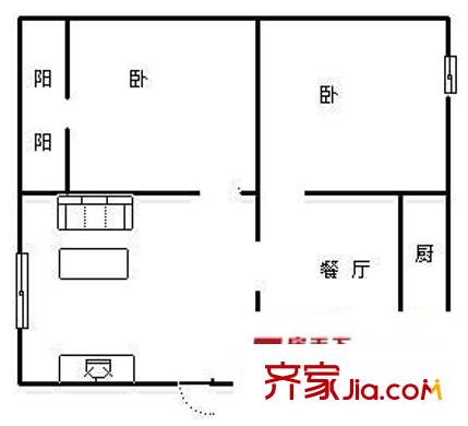 棗子嵐埡戶型圖 戶型圖 2室2廳1衛(wèi)1廚