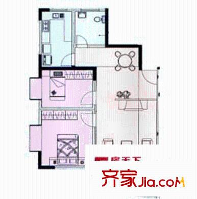 紫荊花園 2室 戶型圖