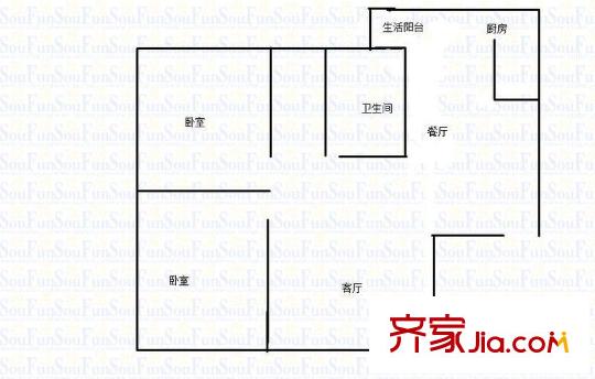 紫荊花園 2室 戶型圖