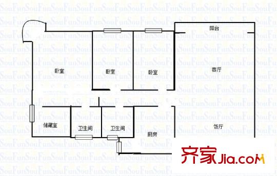 華庭錦園 3室 戶型圖