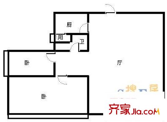 華庭錦園戶型圖 戶型圖 2室2廳1衛(wèi)1廚