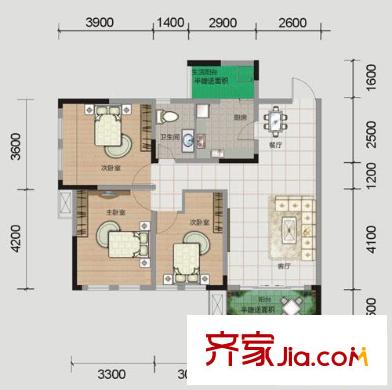 澤科興城戶型圖B1-2-5(已售完) 3室2廳1衛(wèi)1廚