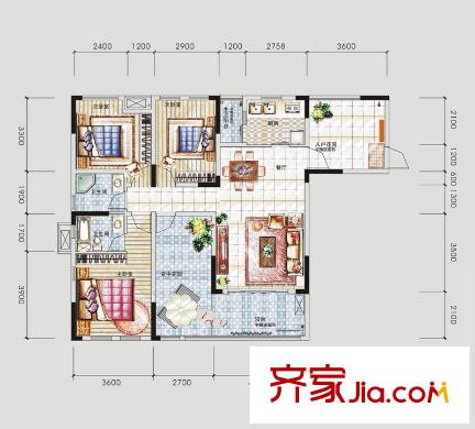 澤科興城戶型圖三期C1棟5號(hào)房(標(biāo)準(zhǔn)層) 3室2廳2衛(wèi)1廚