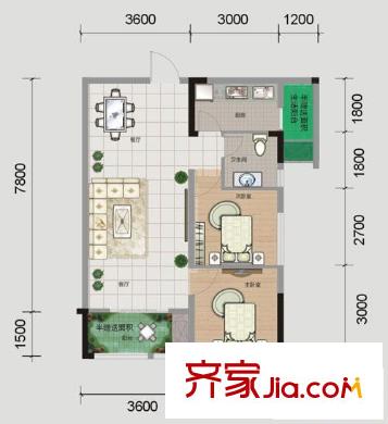 澤科興城戶型圖B1-2-4(已售完) 2室2廳1衛(wèi)1廚