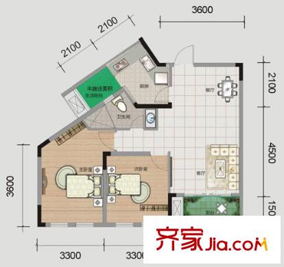 澤科興城戶型圖B1-2-3(已售完) 2室2廳1衛(wèi)1廚