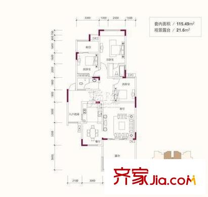 華歐理想城 1室 戶型圖