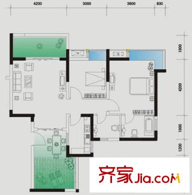 興茂盛世北辰A區(qū)戶型圖3期A3戶型 2室1廳2衛(wèi)1廚