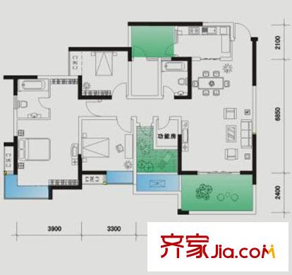 興茂盛世北辰A區(qū)戶型圖3期A1戶型 3室2廳2衛(wèi)1廚