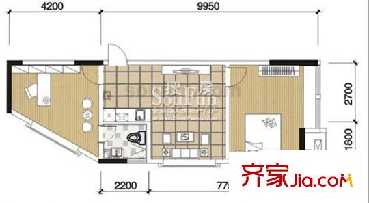 融匯新時(shí)代戶型圖戶型圖 1室1廳1衛(wèi)1廚