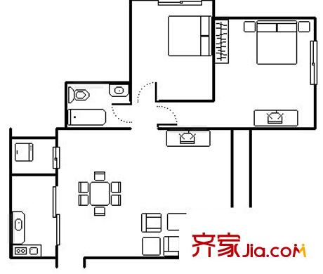 華天俊秀 2室 戶型圖