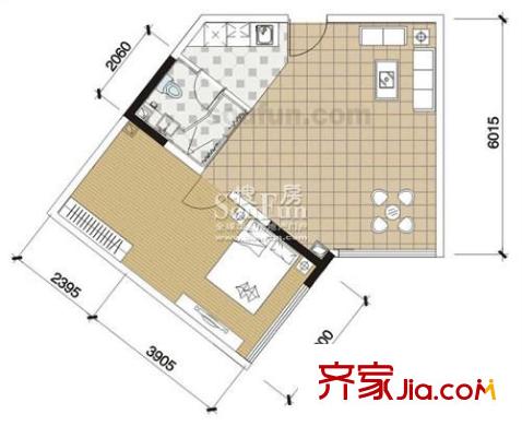 融匯新時代戶型圖戶型圖 1室2廳1衛(wèi)1廚