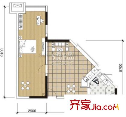 融匯新時(shí)代戶型圖戶型圖 1室2廳1衛(wèi)1廚